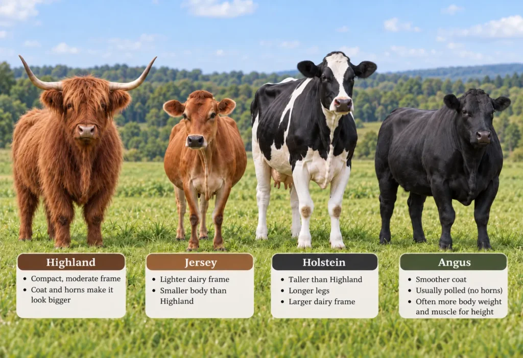 Highland Cow Size Compared With Other Cattle