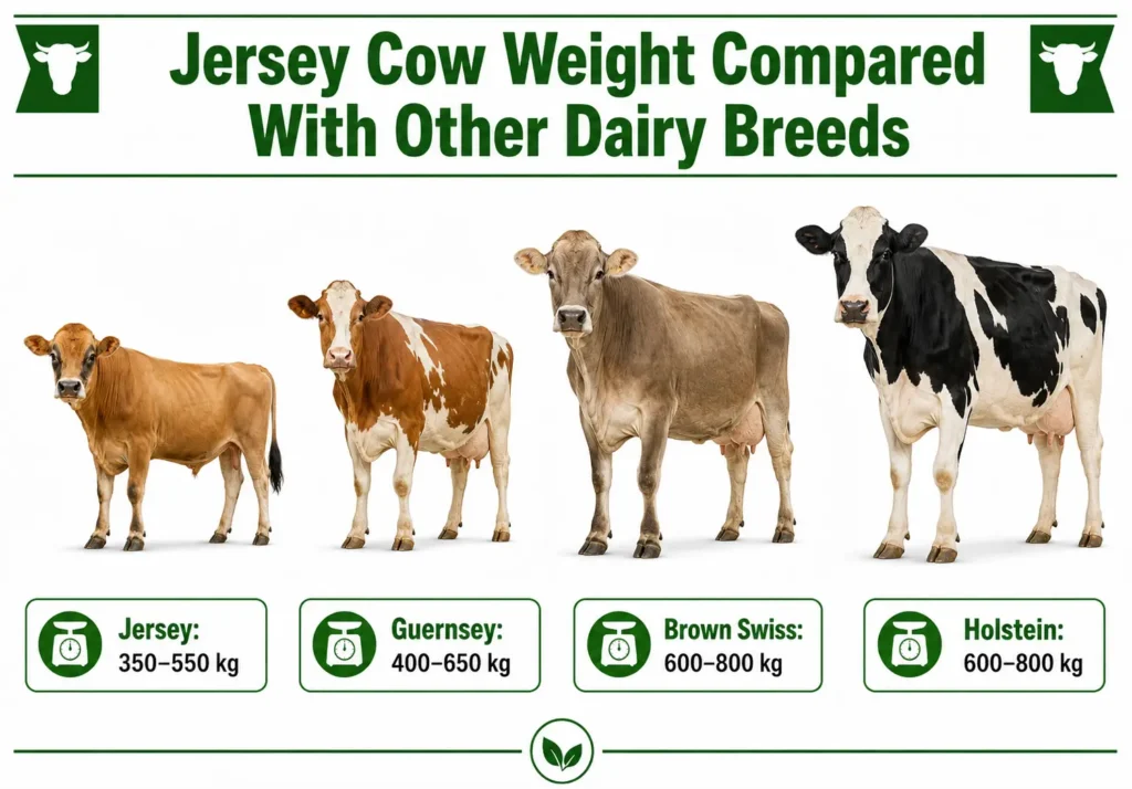 Jersey Cow Weight Compared With Other Dairy Breeds