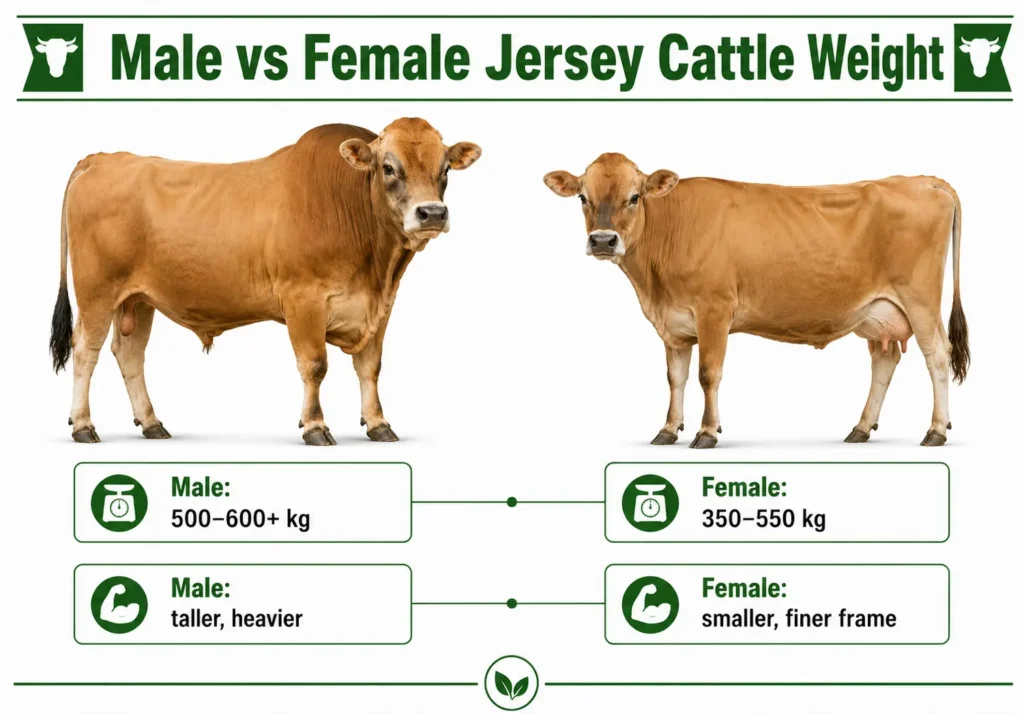 Male vs Female Jersey Cattle Weight