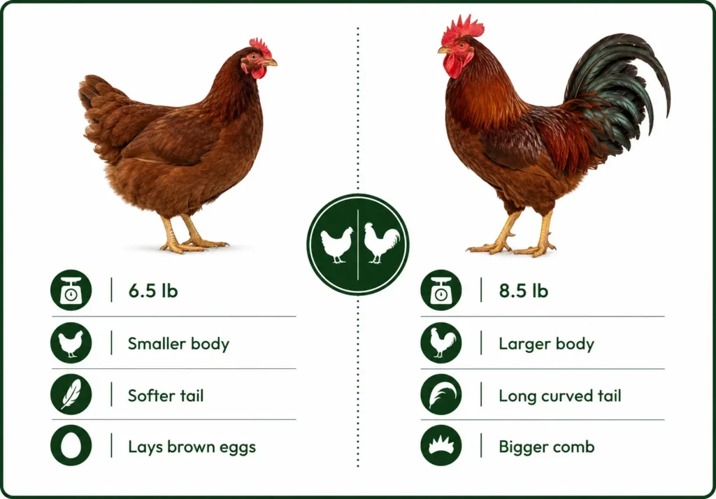 Rhode Island Red Hen vs Rooster