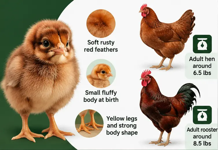 Rhode Island Red Chick Appearance and Size