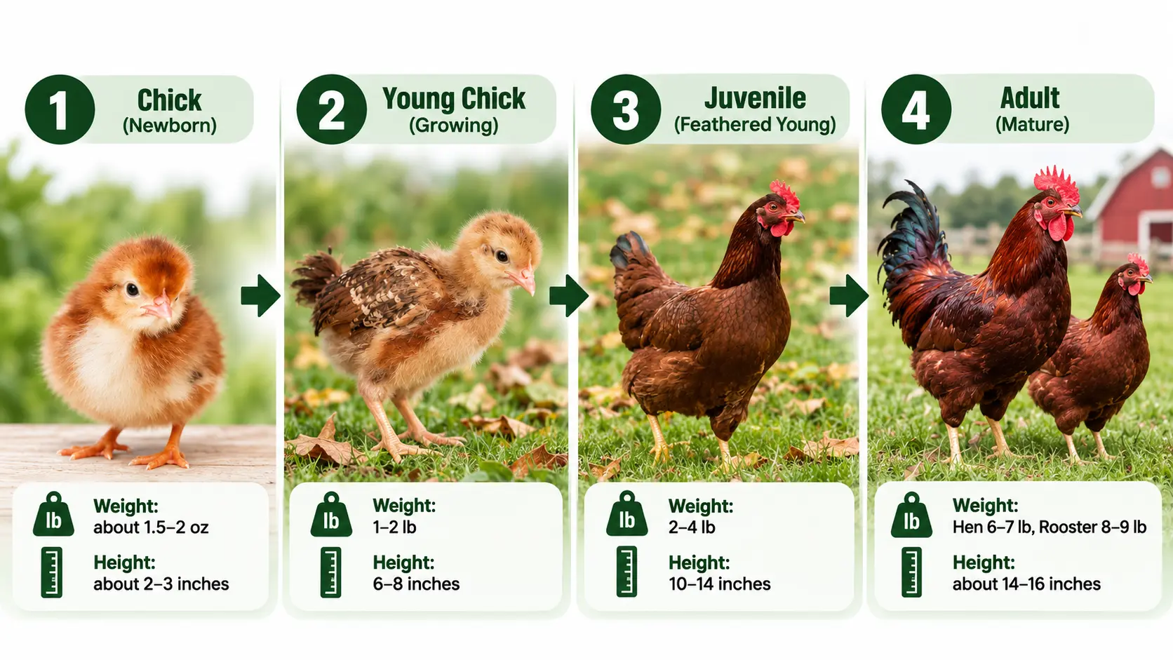 Rhode Island Red Chick Growth Stages