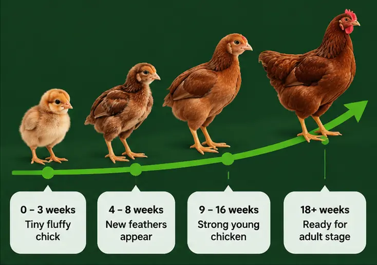 Rhode Island Red Chick Growth Stages