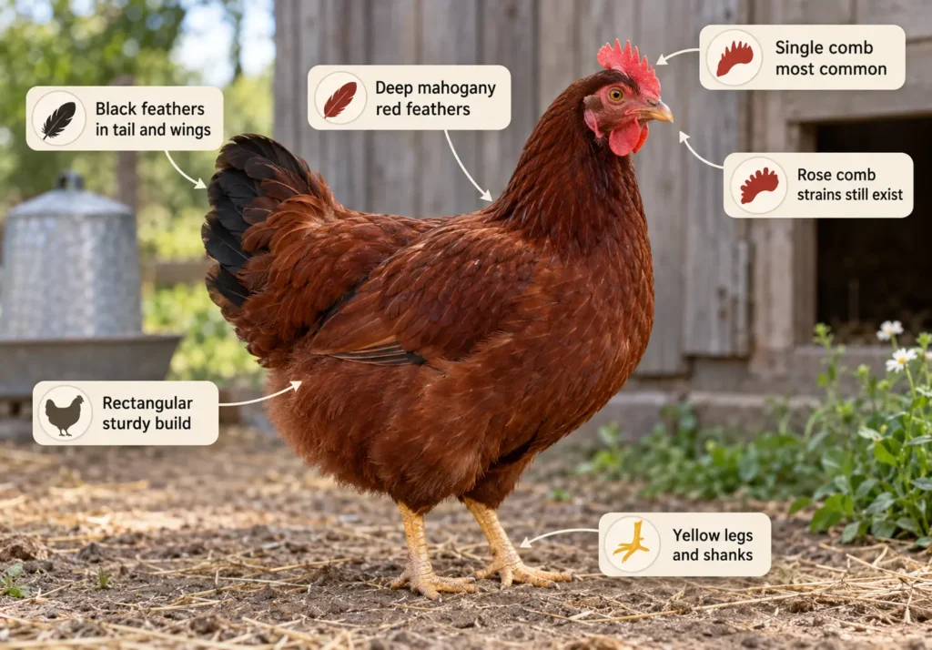 Rhode Island Red Hen Appearance and Identifying Features