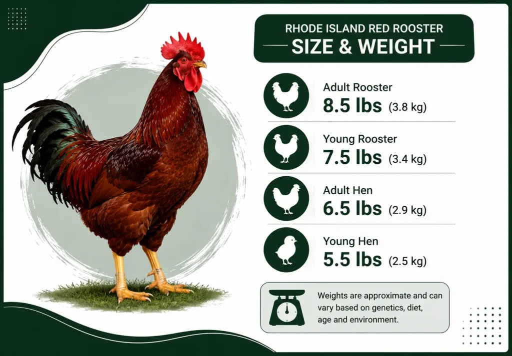 Rhode Island Red Rooster Size and Weight