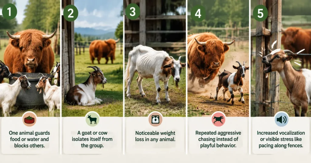 Signs Your Mini Highland Cow and Goats Aren't Getting Along