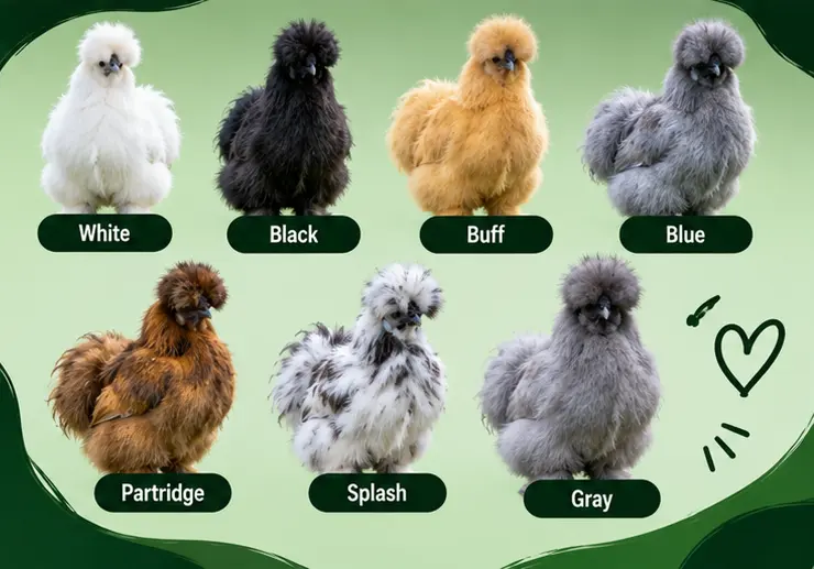 Silkie Chicken Colors and Varieties