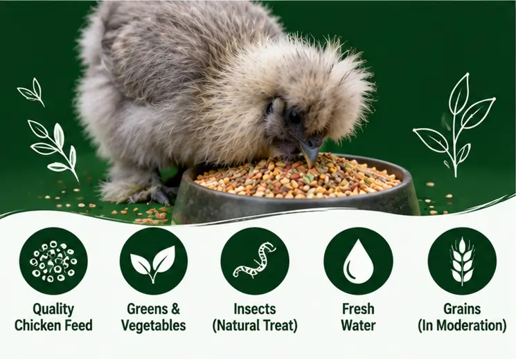Silkie Chicken Diet and Feeding Needs