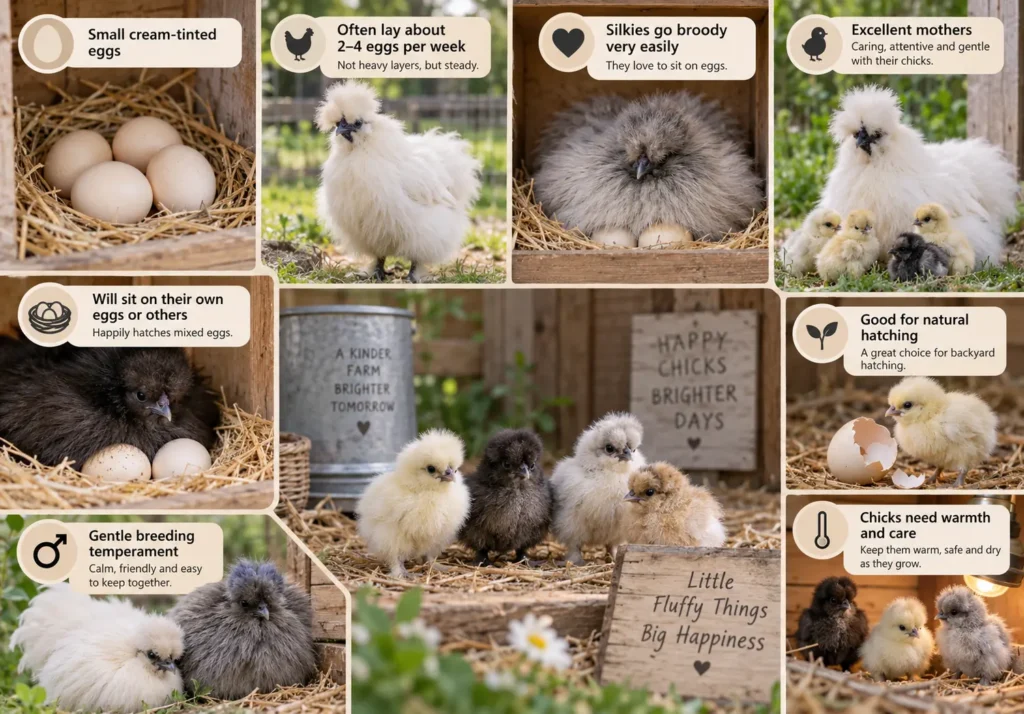 Silkie Chicken Eggs Breeding and Broody Behavior