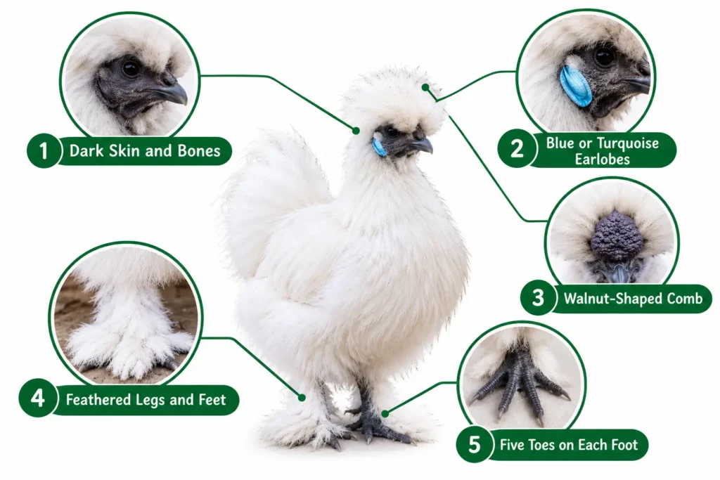 Silkie Chicken Appearance infographic