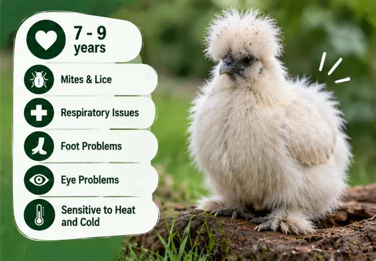 Silkie Chicken Lifespan and Common Health Problems