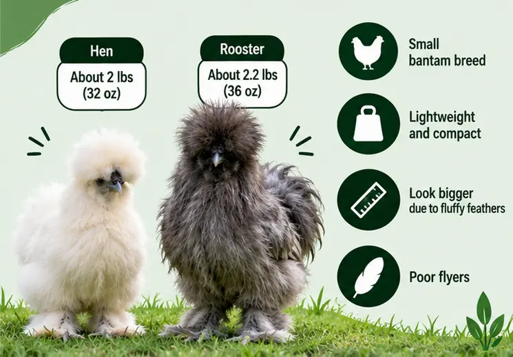 Silkie Chicken Size and Weight