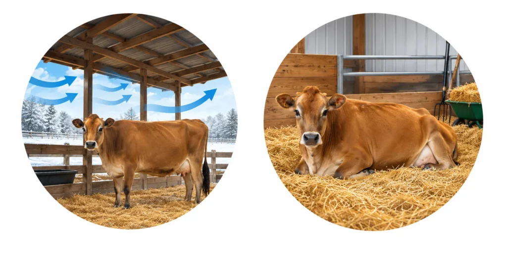 Cow Shelter and Clean Bedding