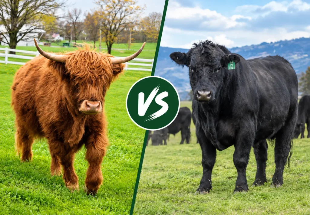 Highland Cow vs Angus Cow Size, Temperament & Differences
