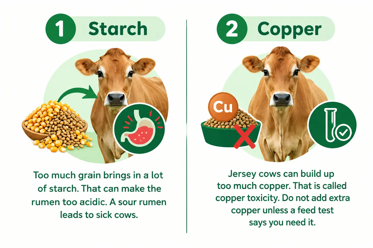 Jersey Cow Feeding Health Warnings